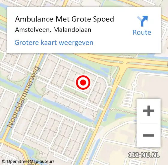 Locatie op kaart van de 112 melding: Ambulance Met Grote Spoed Naar Amstelveen, Malandolaan op 10 juli 2017 18:50