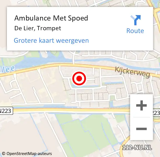 Locatie op kaart van de 112 melding: Ambulance Met Spoed Naar De Lier, Trompet op 10 juli 2017 19:02