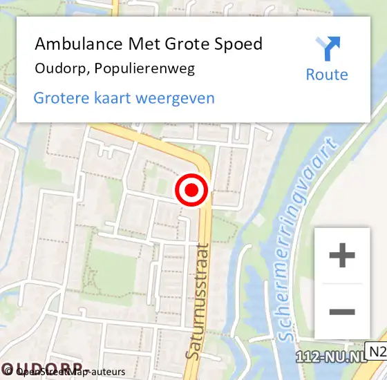 Locatie op kaart van de 112 melding: Ambulance Met Grote Spoed Naar Oudorp, Populierenweg op 10 juli 2017 19:43