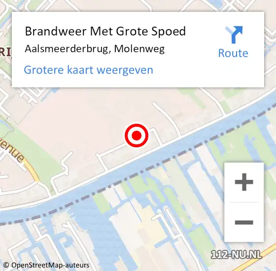 Locatie op kaart van de 112 melding: Brandweer Met Grote Spoed Naar Aalsmeerderbrug, Molenweg op 10 juli 2017 19:49