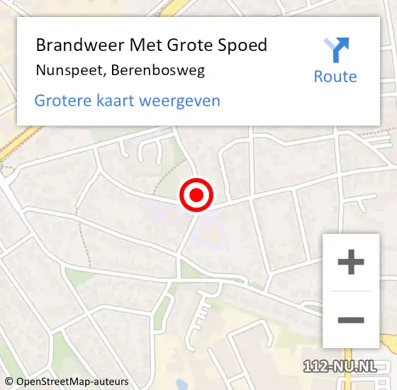 Locatie op kaart van de 112 melding: Brandweer Met Grote Spoed Naar Nunspeet, Berenbosweg op 10 juli 2017 19:52