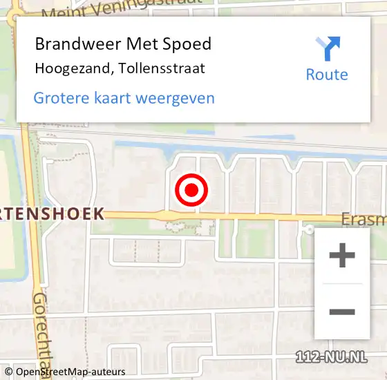 Locatie op kaart van de 112 melding: Brandweer Met Spoed Naar Hoogezand, Tollensstraat op 10 juli 2017 20:01