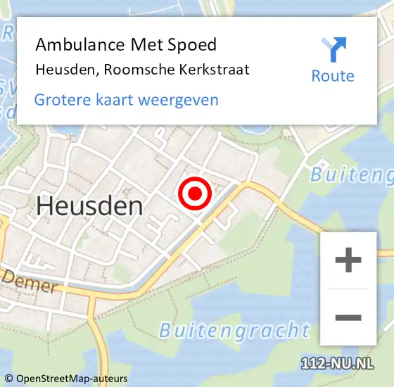 Locatie op kaart van de 112 melding: Ambulance Met Spoed Naar Heusden, Roomsche Kerkstraat op 10 juli 2017 20:12