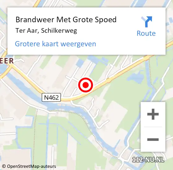 Locatie op kaart van de 112 melding: Brandweer Met Grote Spoed Naar Ter Aar, Schilkerweg op 10 juli 2017 22:02