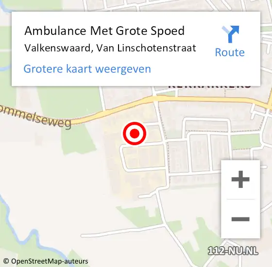 Locatie op kaart van de 112 melding: Ambulance Met Grote Spoed Naar Valkenswaard, Van Linschotenstraat op 10 juli 2017 22:09