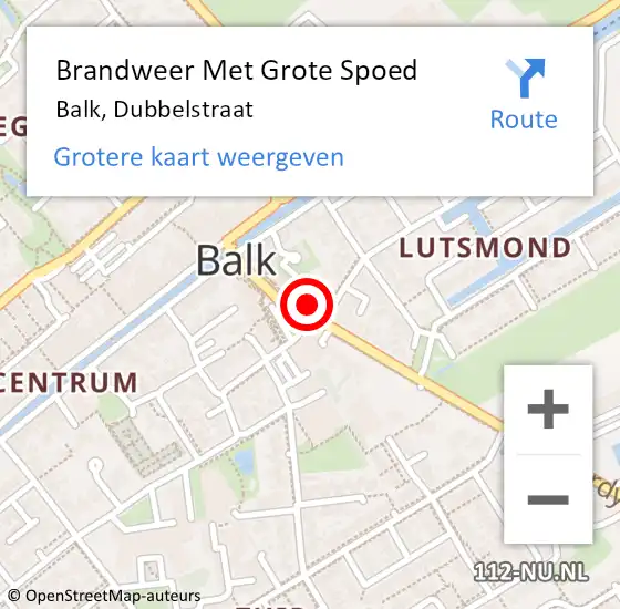 Locatie op kaart van de 112 melding: Brandweer Met Grote Spoed Naar Balk, Dubbelstraat op 26 januari 2014 17:22