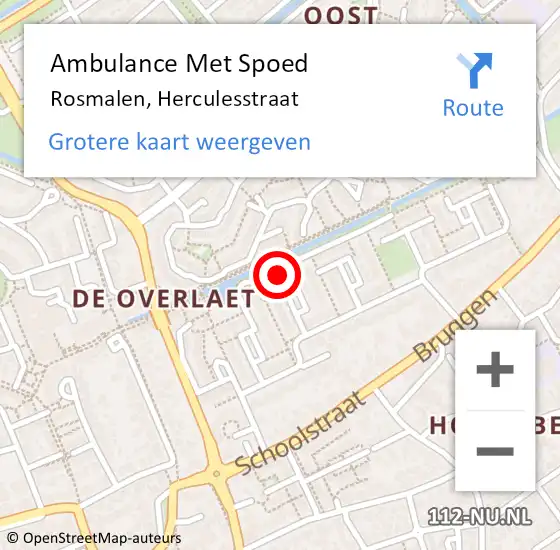 Locatie op kaart van de 112 melding: Ambulance Met Spoed Naar Rosmalen, Herculesstraat op 10 juli 2017 23:43