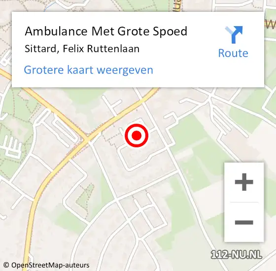 Locatie op kaart van de 112 melding: Ambulance Met Grote Spoed Naar Sittard, Felix Ruttenlaan op 26 januari 2014 17:27