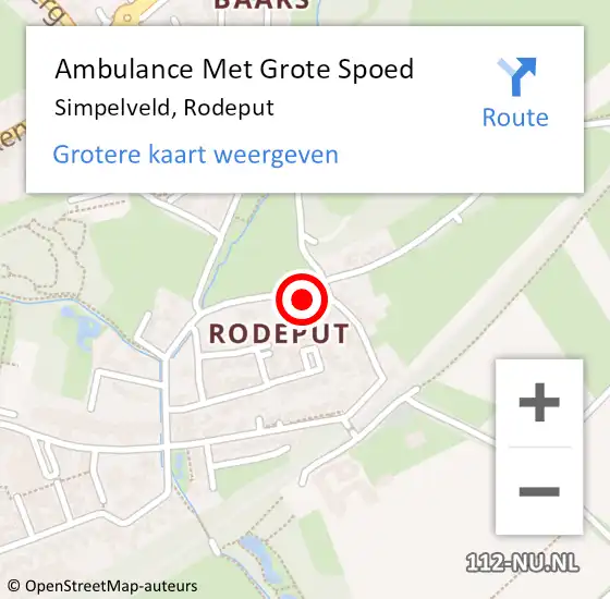 Locatie op kaart van de 112 melding: Ambulance Met Grote Spoed Naar Simpelveld, Rodeput op 26 januari 2014 17:28