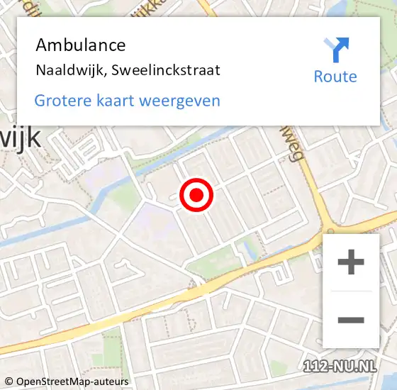 Locatie op kaart van de 112 melding: Ambulance Naaldwijk, Sweelinckstraat op 11 juli 2017 01:14