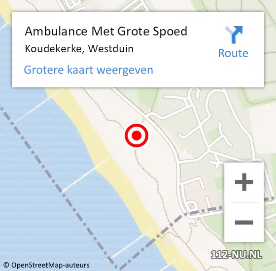 Locatie op kaart van de 112 melding: Ambulance Met Grote Spoed Naar Koudekerke, Westduin op 11 juli 2017 01:39