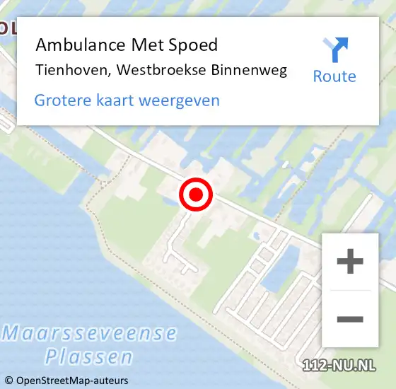 Locatie op kaart van de 112 melding: Ambulance Met Spoed Naar Tienhoven, Westbroekse Binnenweg op 11 juli 2017 02:59