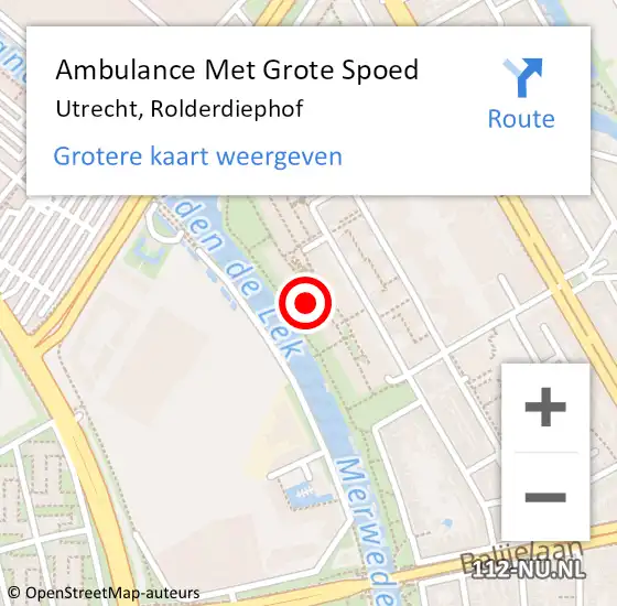 Locatie op kaart van de 112 melding: Ambulance Met Grote Spoed Naar Utrecht, Rolderdiephof op 11 juli 2017 03:06