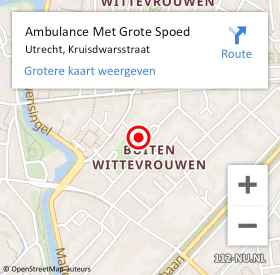 Locatie op kaart van de 112 melding: Ambulance Met Grote Spoed Naar Utrecht, Kruisdwarsstraat op 11 juli 2017 03:46