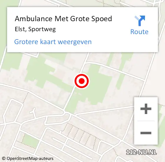 Locatie op kaart van de 112 melding: Ambulance Met Grote Spoed Naar Elst, Sportweg op 11 juli 2017 03:51