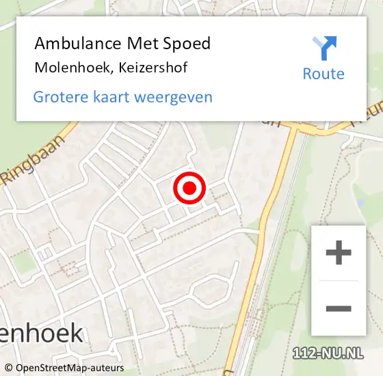 Locatie op kaart van de 112 melding: Ambulance Met Spoed Naar Molenhoek, Keizershof op 11 juli 2017 04:08