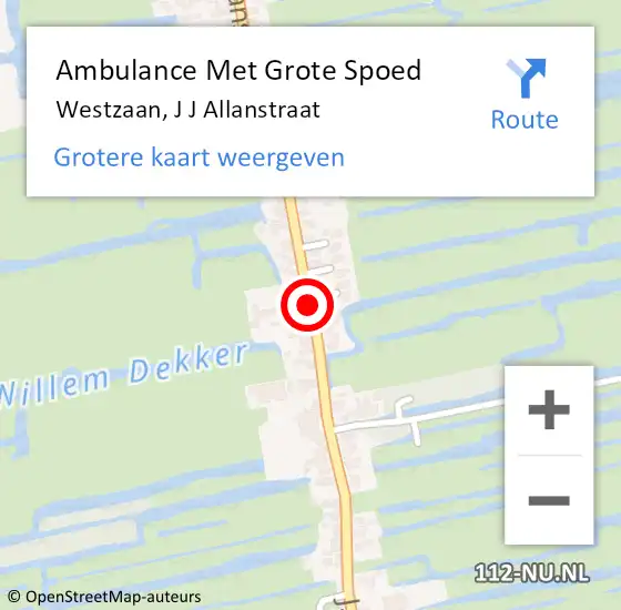 Locatie op kaart van de 112 melding: Ambulance Met Grote Spoed Naar Westzaan, J J Allanstraat op 11 juli 2017 04:19