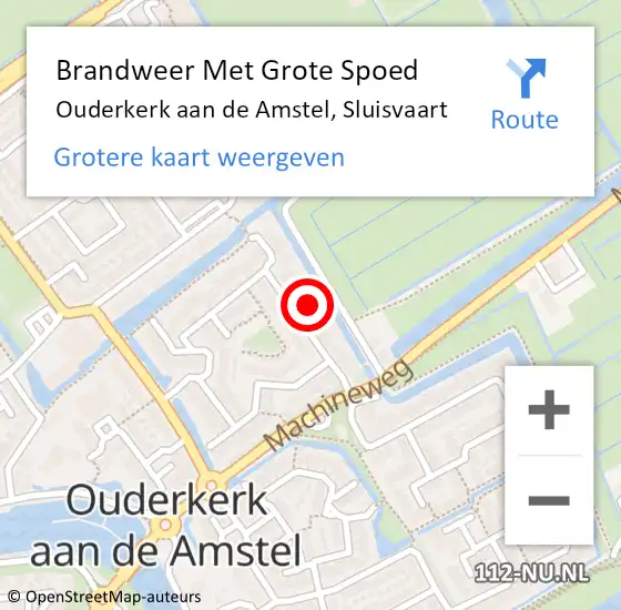 Locatie op kaart van de 112 melding: Brandweer Met Grote Spoed Naar Ouderkerk aan de Amstel, Sluisvaart op 11 juli 2017 04:52