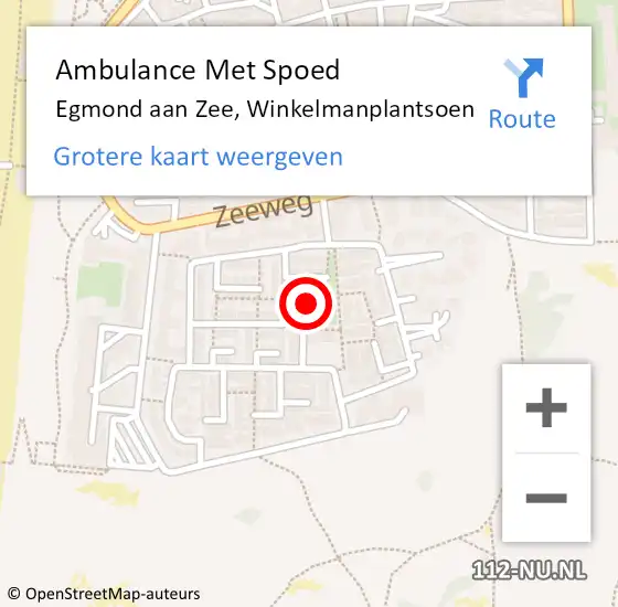 Locatie op kaart van de 112 melding: Ambulance Met Spoed Naar Egmond aan Zee, Winkelmanplantsoen op 11 juli 2017 06:40