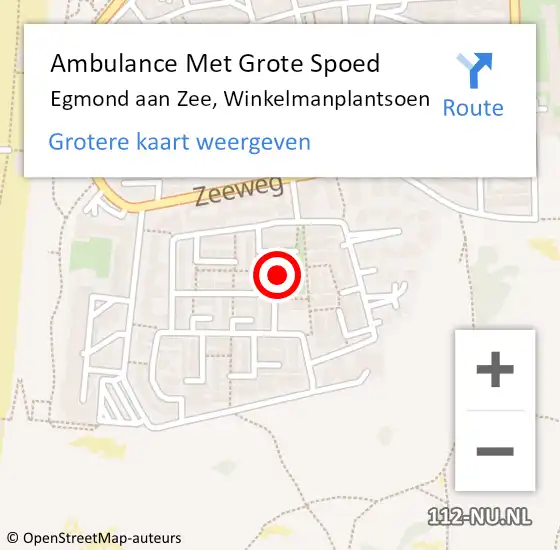 Locatie op kaart van de 112 melding: Ambulance Met Grote Spoed Naar Egmond aan Zee, Winkelmanplantsoen op 11 juli 2017 06:51