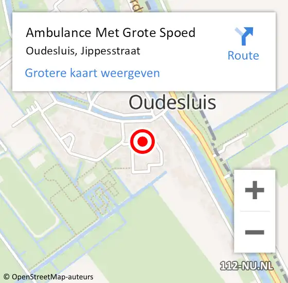 Locatie op kaart van de 112 melding: Ambulance Met Grote Spoed Naar Oudesluis, Jippesstraat op 11 juli 2017 06:58