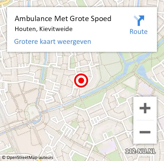 Locatie op kaart van de 112 melding: Ambulance Met Grote Spoed Naar Houten, Kievitweide op 11 juli 2017 07:32