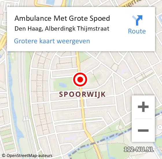 Locatie op kaart van de 112 melding: Ambulance Met Grote Spoed Naar Den Haag, Alberdingk Thijmstraat op 11 juli 2017 08:04
