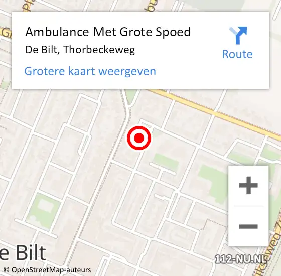 Locatie op kaart van de 112 melding: Ambulance Met Grote Spoed Naar De Bilt, Thorbeckeweg op 11 juli 2017 09:12