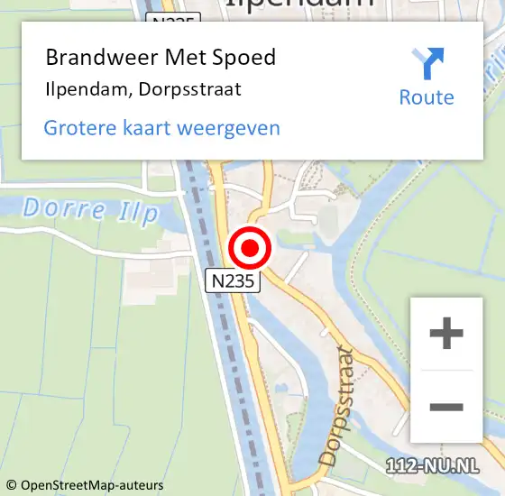 Locatie op kaart van de 112 melding: Brandweer Met Spoed Naar Ilpendam, Dorpsstraat op 11 juli 2017 09:45