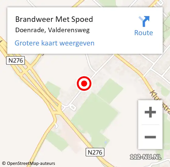 Locatie op kaart van de 112 melding: Brandweer Met Spoed Naar Doenrade, Valderensweg op 11 juli 2017 10:05