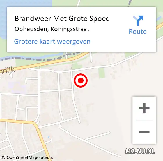 Locatie op kaart van de 112 melding: Brandweer Met Grote Spoed Naar Opheusden, Koningsstraat op 11 juli 2017 10:09