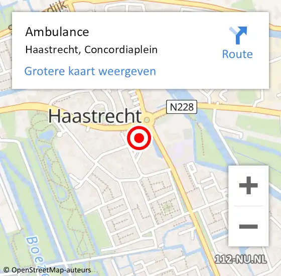 Locatie op kaart van de 112 melding: Ambulance Haastrecht, Concordiaplein op 11 juli 2017 10:22