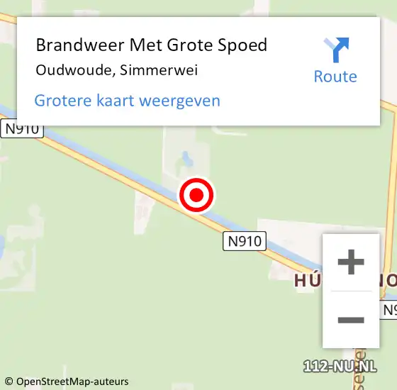 Locatie op kaart van de 112 melding: Brandweer Met Grote Spoed Naar Oudwoude, Simmerwei op 11 juli 2017 11:42