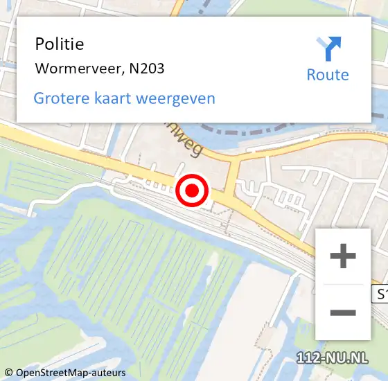 Locatie op kaart van de 112 melding: Politie Wormerveer, N203 op 11 juli 2017 11:54