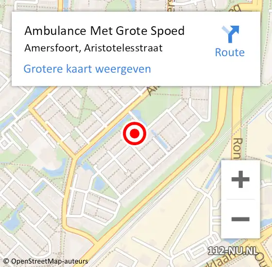 Locatie op kaart van de 112 melding: Ambulance Met Grote Spoed Naar Amersfoort, Aristotelesstraat op 11 juli 2017 11:57