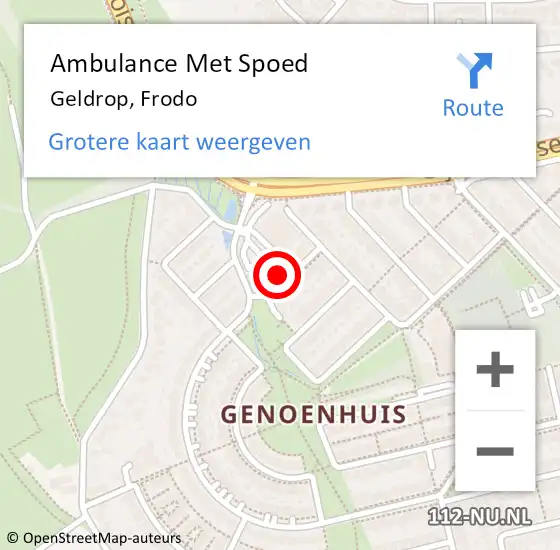 Locatie op kaart van de 112 melding: Ambulance Met Spoed Naar Geldrop, Frodo op 11 juli 2017 12:14