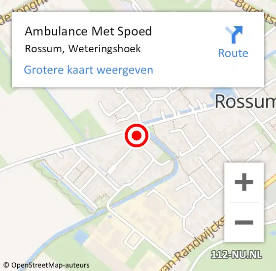 Locatie op kaart van de 112 melding: Ambulance Met Spoed Naar Rossum, Weteringshoek op 11 juli 2017 12:16