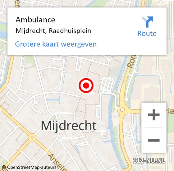 Locatie op kaart van de 112 melding: Ambulance Mijdrecht, Raadhuisplein op 11 juli 2017 13:13