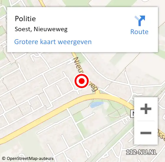 Locatie op kaart van de 112 melding: Politie Soest, Nieuweweg op 11 juli 2017 13:26