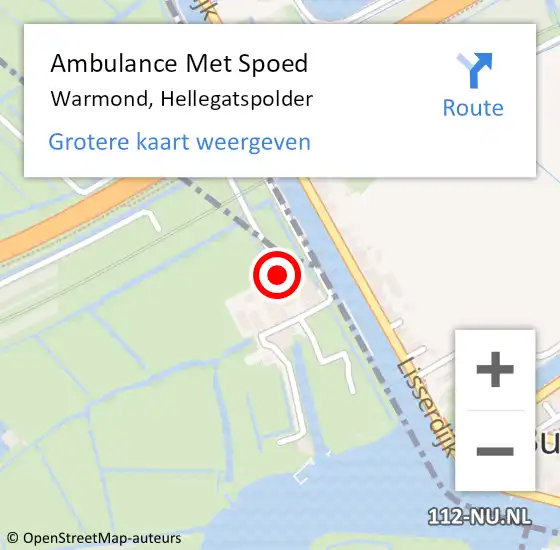 Locatie op kaart van de 112 melding: Ambulance Met Spoed Naar Warmond, Hellegatspolder op 11 juli 2017 14:06