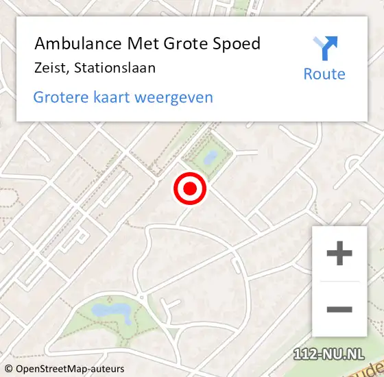 Locatie op kaart van de 112 melding: Ambulance Met Grote Spoed Naar Zeist, Stationslaan op 11 juli 2017 14:40