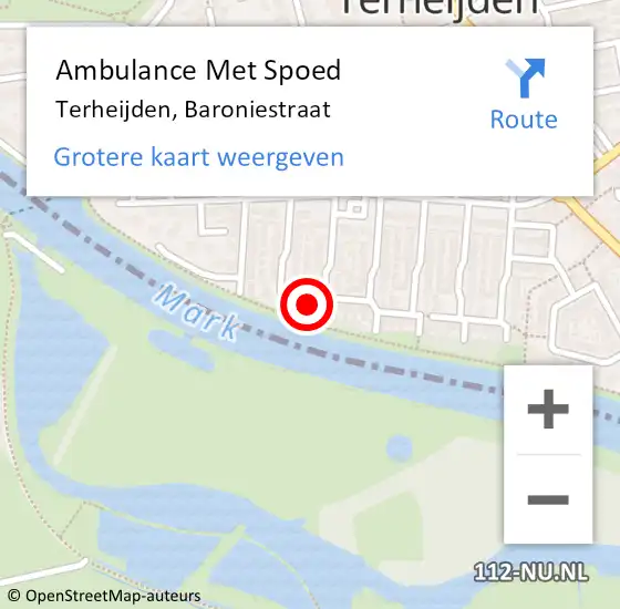 Locatie op kaart van de 112 melding: Ambulance Met Spoed Naar Terheijden, Baroniestraat op 11 juli 2017 14:51