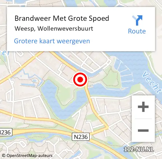 Locatie op kaart van de 112 melding: Brandweer Met Grote Spoed Naar Weesp, Wollenweversbuurt op 26 januari 2014 18:35