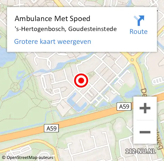 Locatie op kaart van de 112 melding: Ambulance Met Spoed Naar 's-Hertogenbosch, Goudesteinstede op 11 juli 2017 15:25