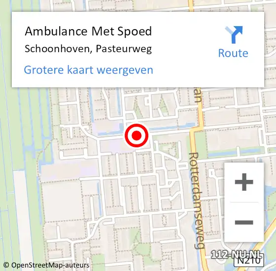 Locatie op kaart van de 112 melding: Ambulance Met Spoed Naar Schoonhoven, Pasteurweg op 11 juli 2017 15:37