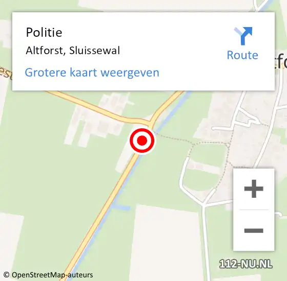 Locatie op kaart van de 112 melding: Politie Altforst, Sluissewal op 11 juli 2017 15:50