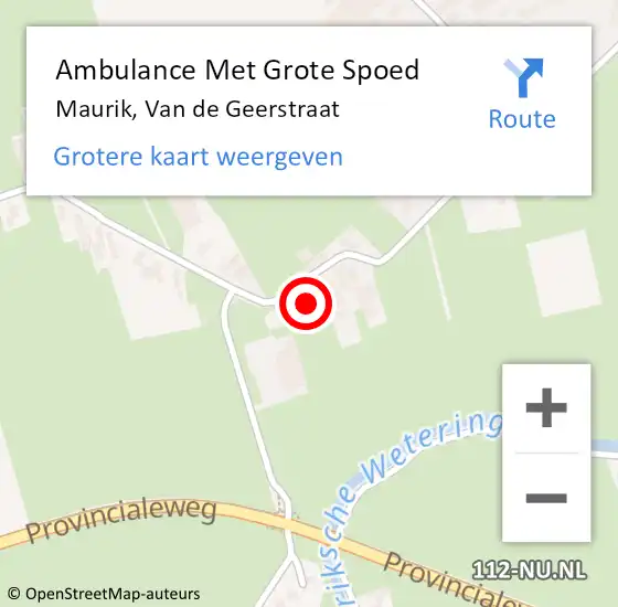 Locatie op kaart van de 112 melding: Ambulance Met Grote Spoed Naar Maurik, Van de Geerstraat op 26 januari 2014 18:39