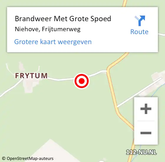 Locatie op kaart van de 112 melding: Brandweer Met Grote Spoed Naar Niehove, Frijtumerweg op 11 juli 2017 16:20