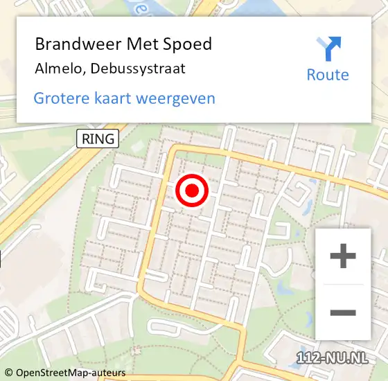 Locatie op kaart van de 112 melding: Brandweer Met Spoed Naar Almelo, Debussystraat op 11 juli 2017 16:33