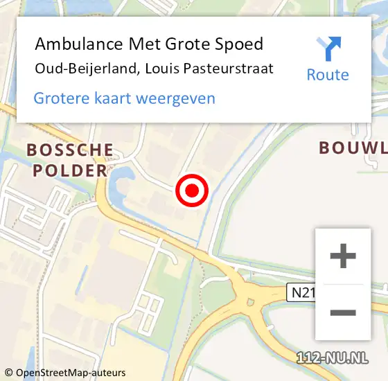 Locatie op kaart van de 112 melding: Ambulance Met Grote Spoed Naar Oud-Beijerland, Louis Pasteurstraat op 11 juli 2017 17:17